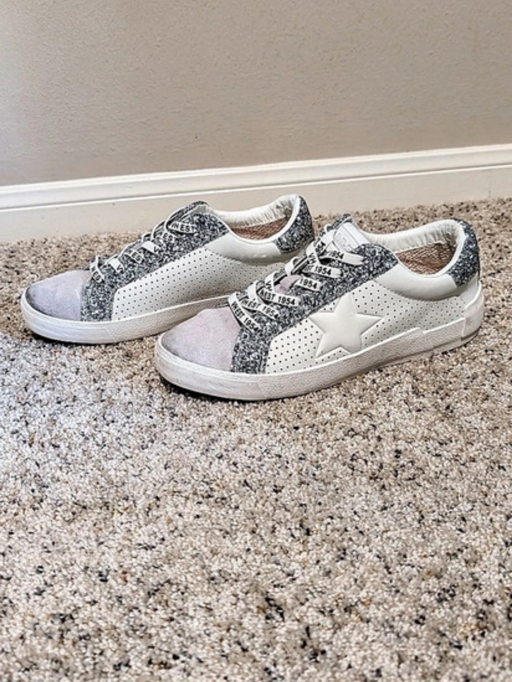 Vintage Havana Glitter Star Sneakers White Silver US 8